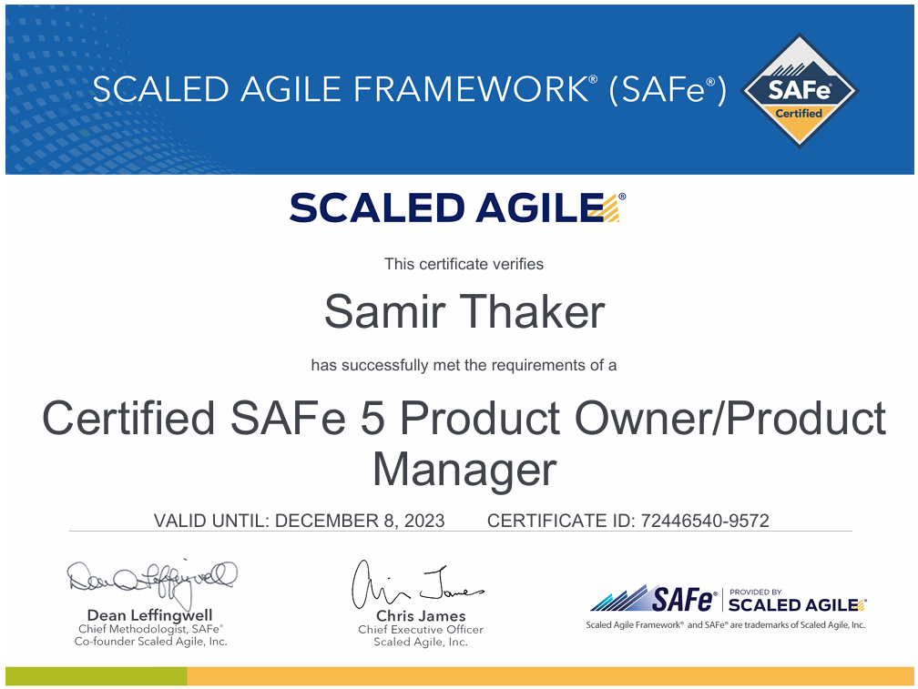 SAFe 5 Product Owner / Product Manager